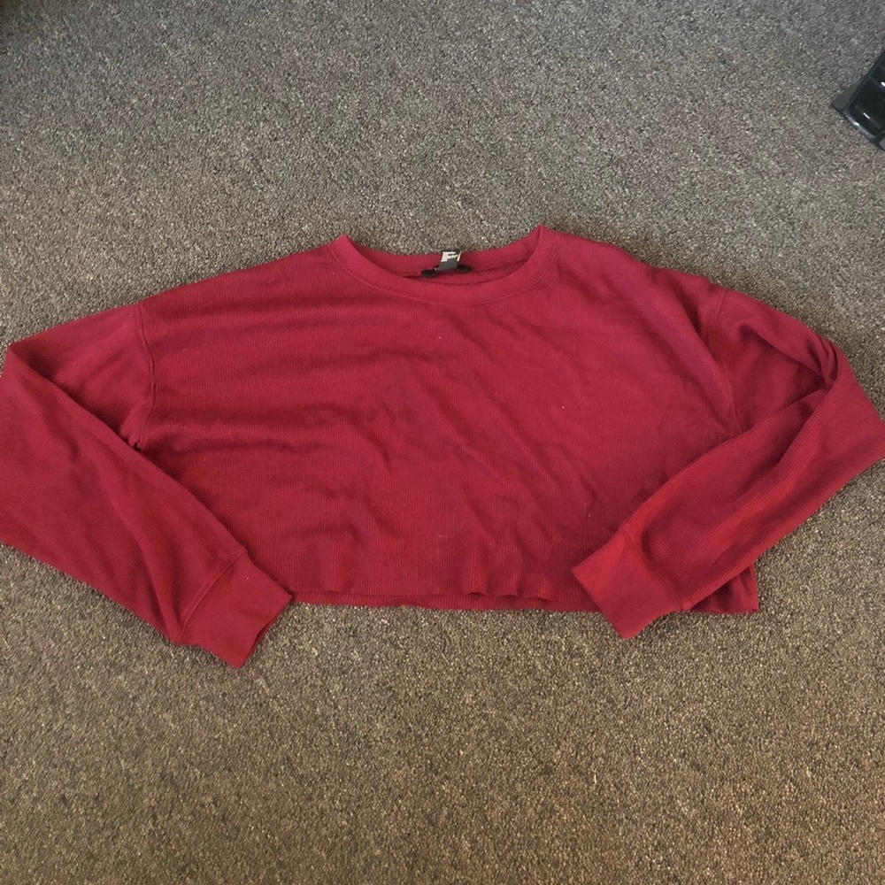 🔺FOREVER21 LONG SLEEVE BURGUNDY CROPPED SWEATER🔺